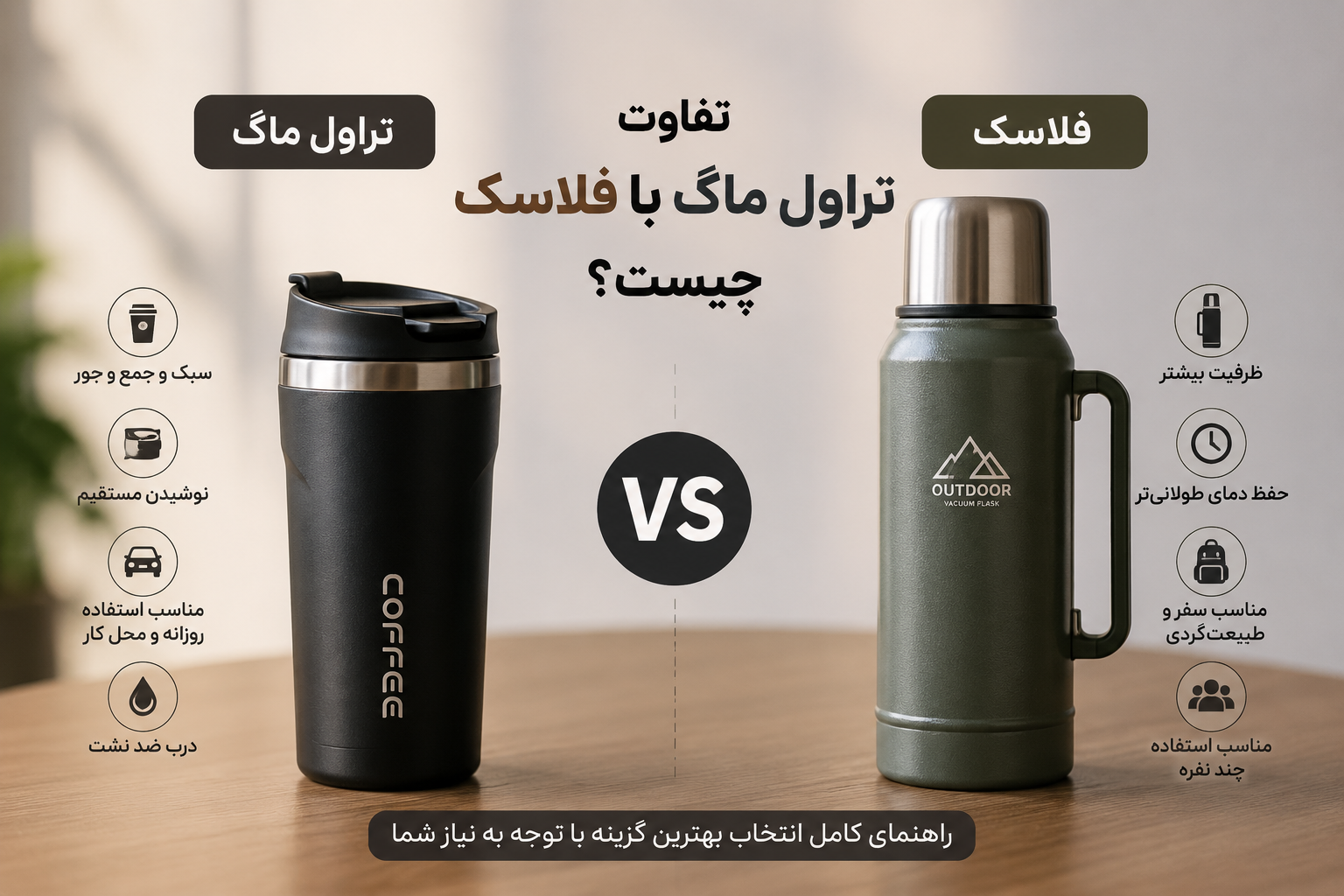 تفاوت تراول ماگ با فلاسک چیست ؟