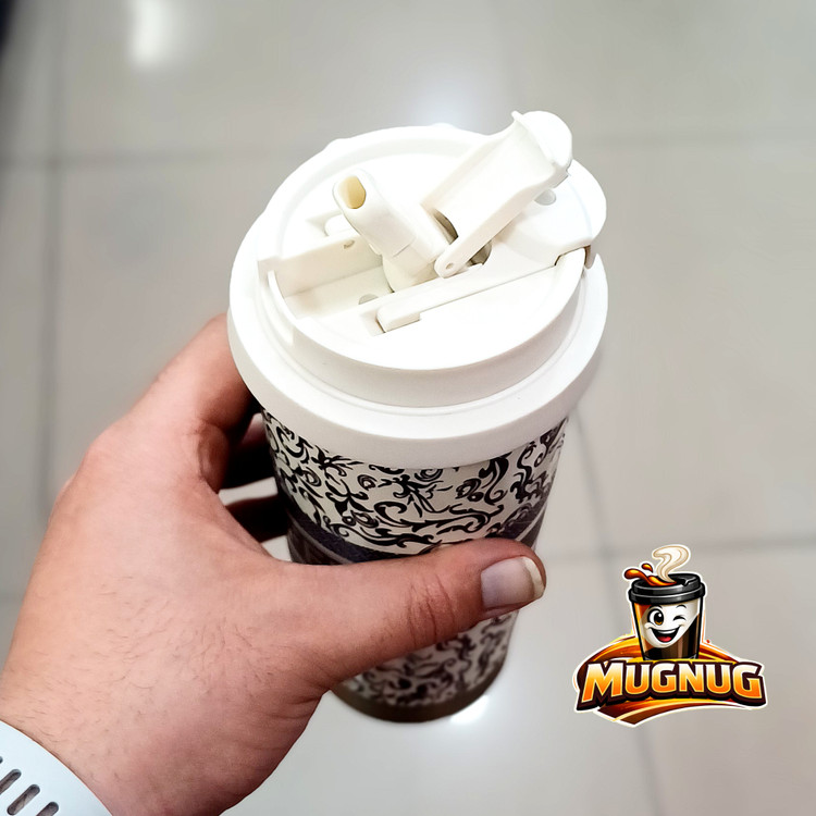 تراول ماگ دوحالته گلدار Coffee حجم ۶۰۰ میلی لیتری ( ورزشی ، محل کار ، پیاده روی ، مسافرتی )