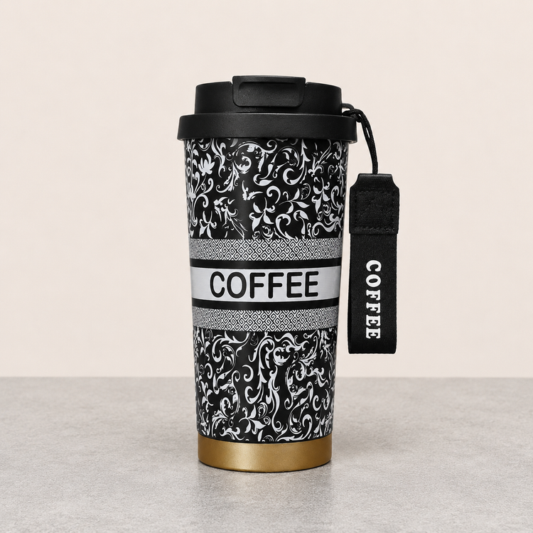 تراول ماگ دوحالته گلدار Coffee حجم ۶۰۰ میلی لیتری ( ورزشی ، محل کار ، پیاده روی ، مسافرتی )