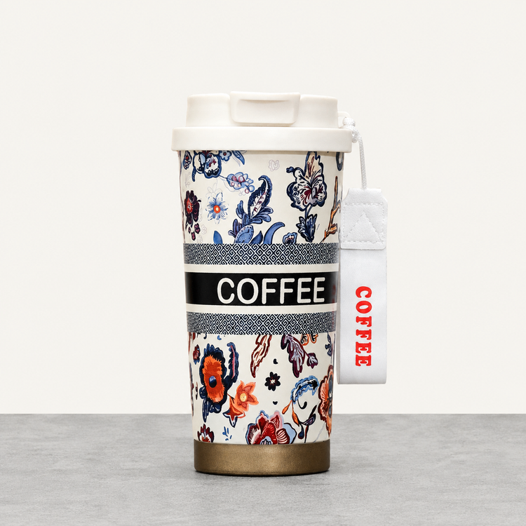 تراول ماگ دوحالته گلدار Coffee حجم ۶۰۰ میلی لیتری ( ورزشی ، محل کار ، پیاده روی ، مسافرتی )